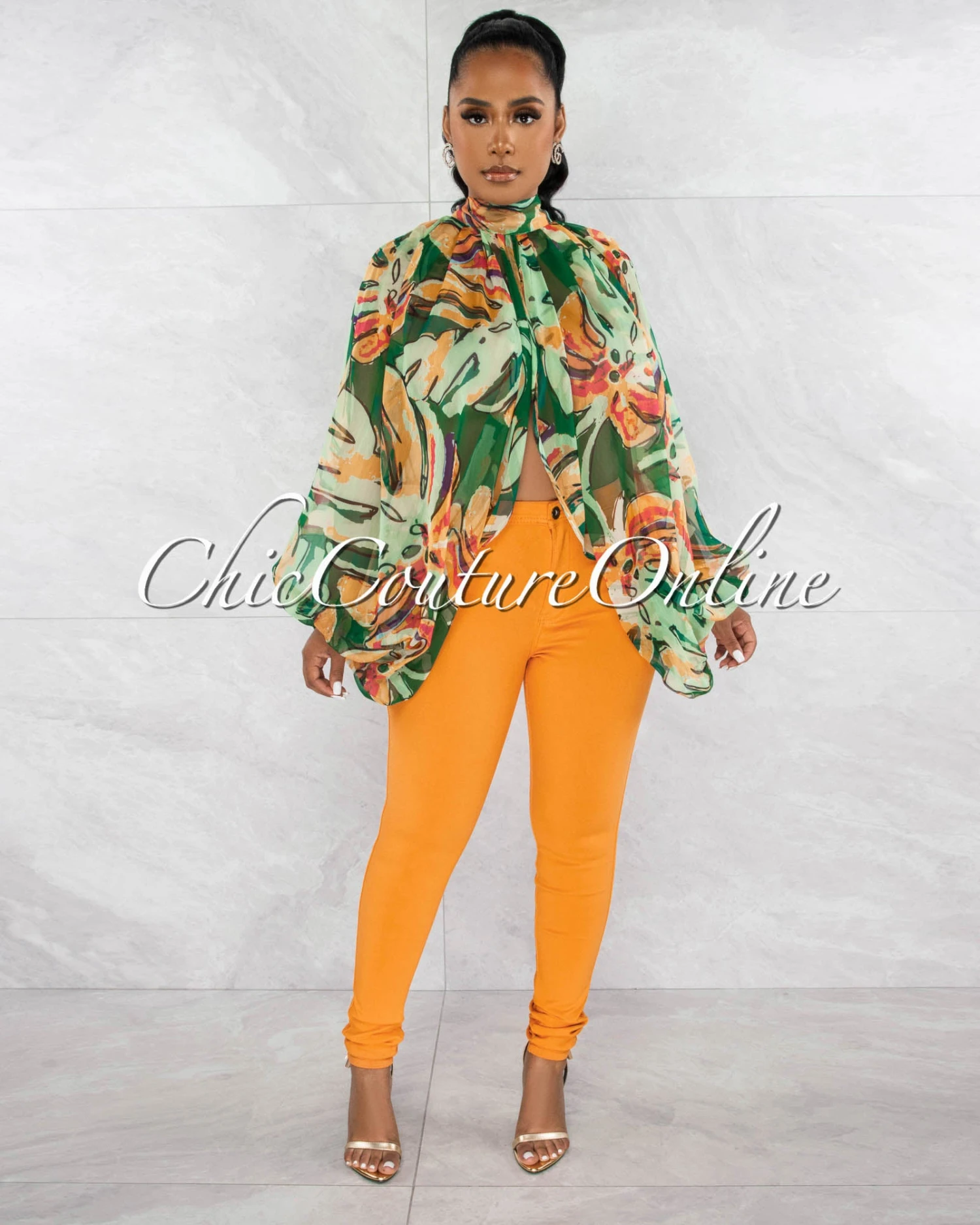 Malora Multi-Color Print Sheer Flowy Top - Image 2