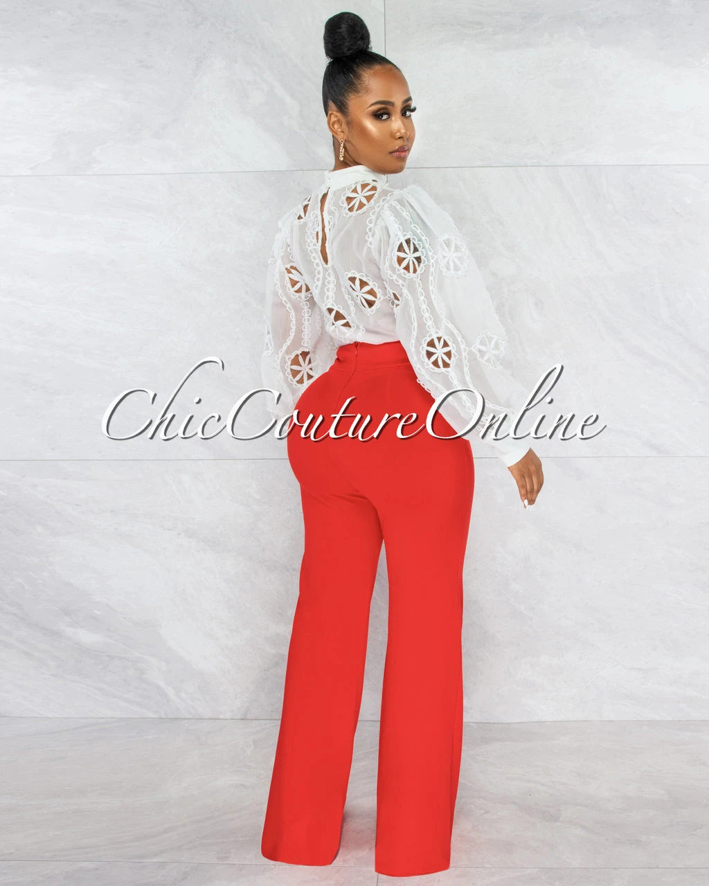 Sikina Off-White Sheer Embroidery Bodysuit - Image 9