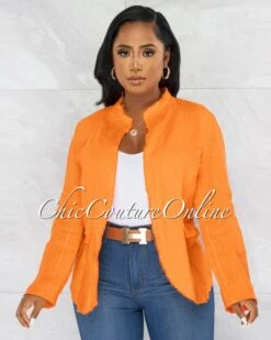 Monserrat Orange Distressed Linen Jacket