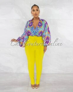 Danna Lime High-Waist Belt Pants