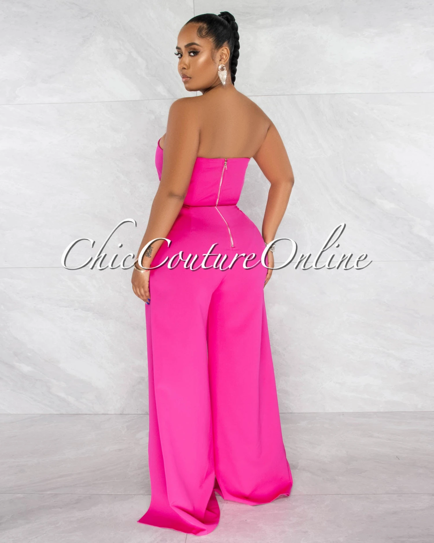 Jaider Fuchsia Wide Slit Legs Jumpsuit - Image 3