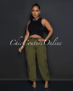 Lorrie Olive Green Cargo Jogger Pants