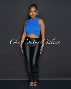 Jordyn Black Vegan Leather Cargo Ruched Pants