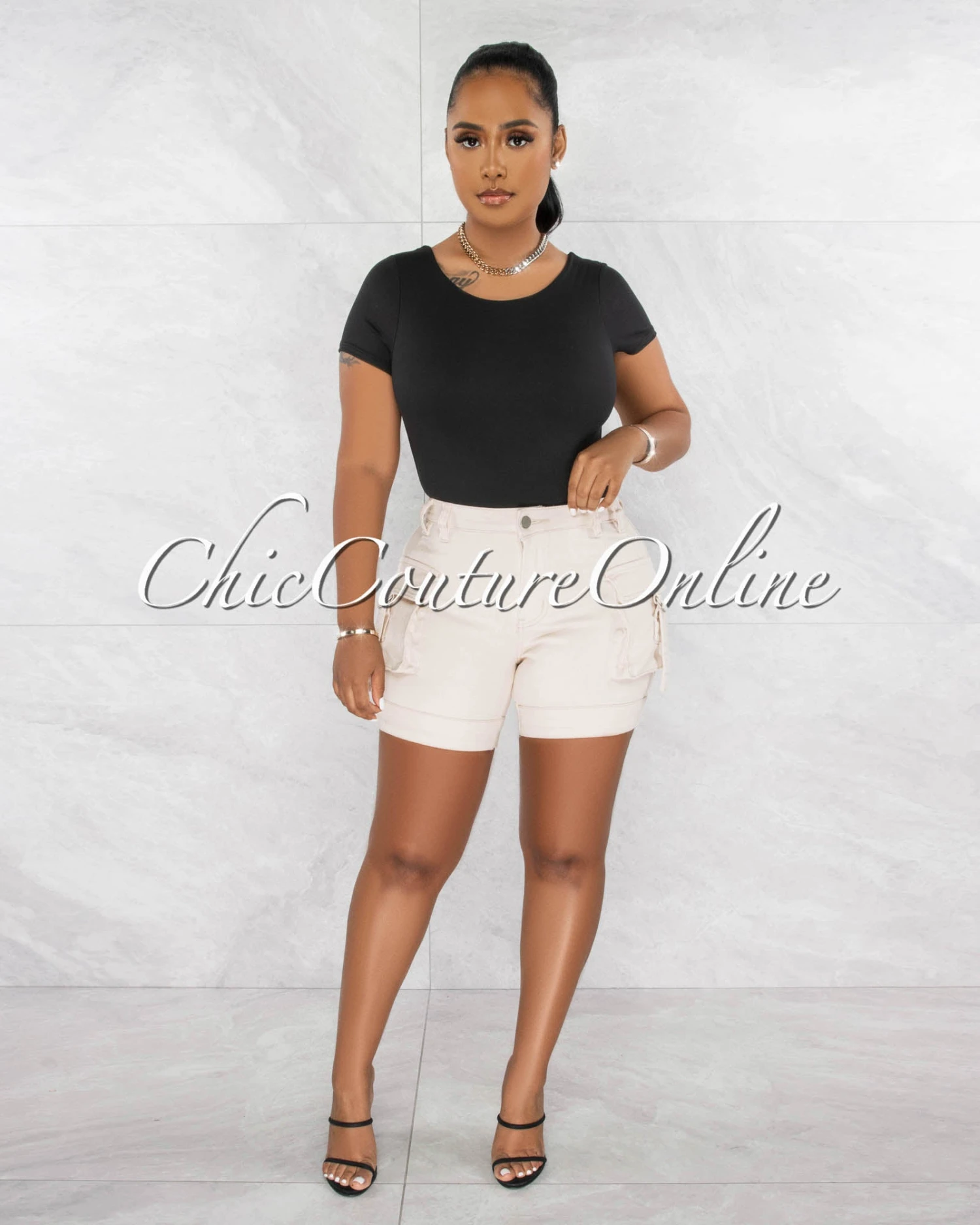 Merla Black Short Sleeves Double Lined Bodysuit - Image 5