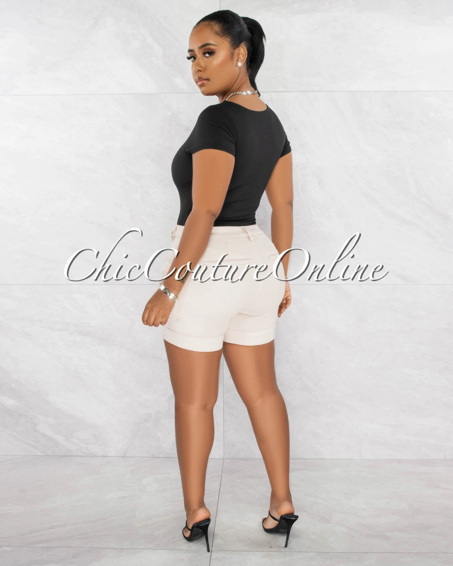 Merla Black Short Sleeves Double Lined Bodysuit - Image 6