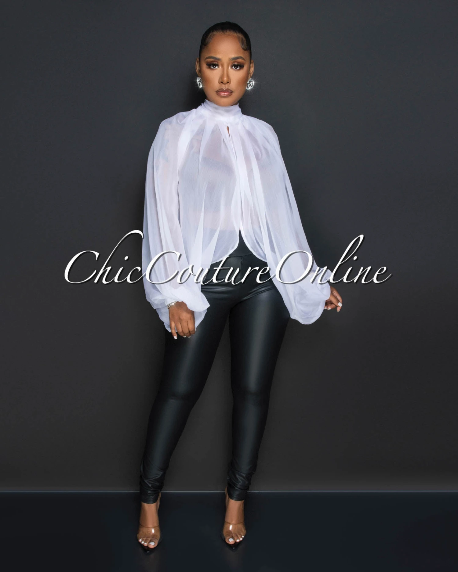 Katrina White Sheer Flowy Top - Image 3