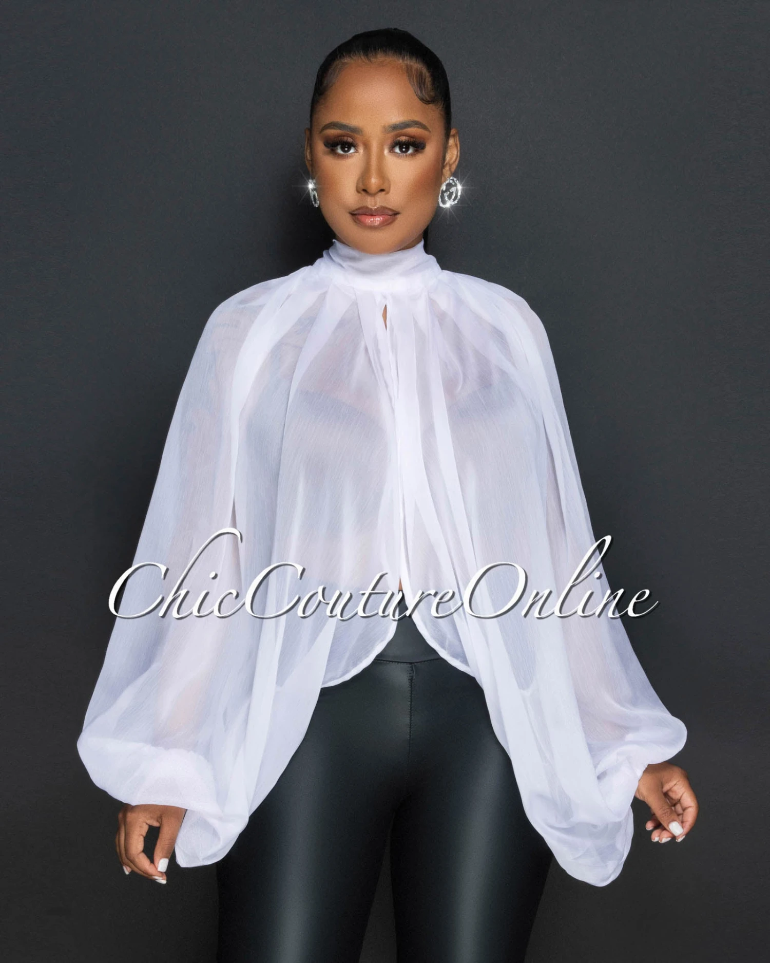 Katrina White Sheer Flowy Top - Image 2