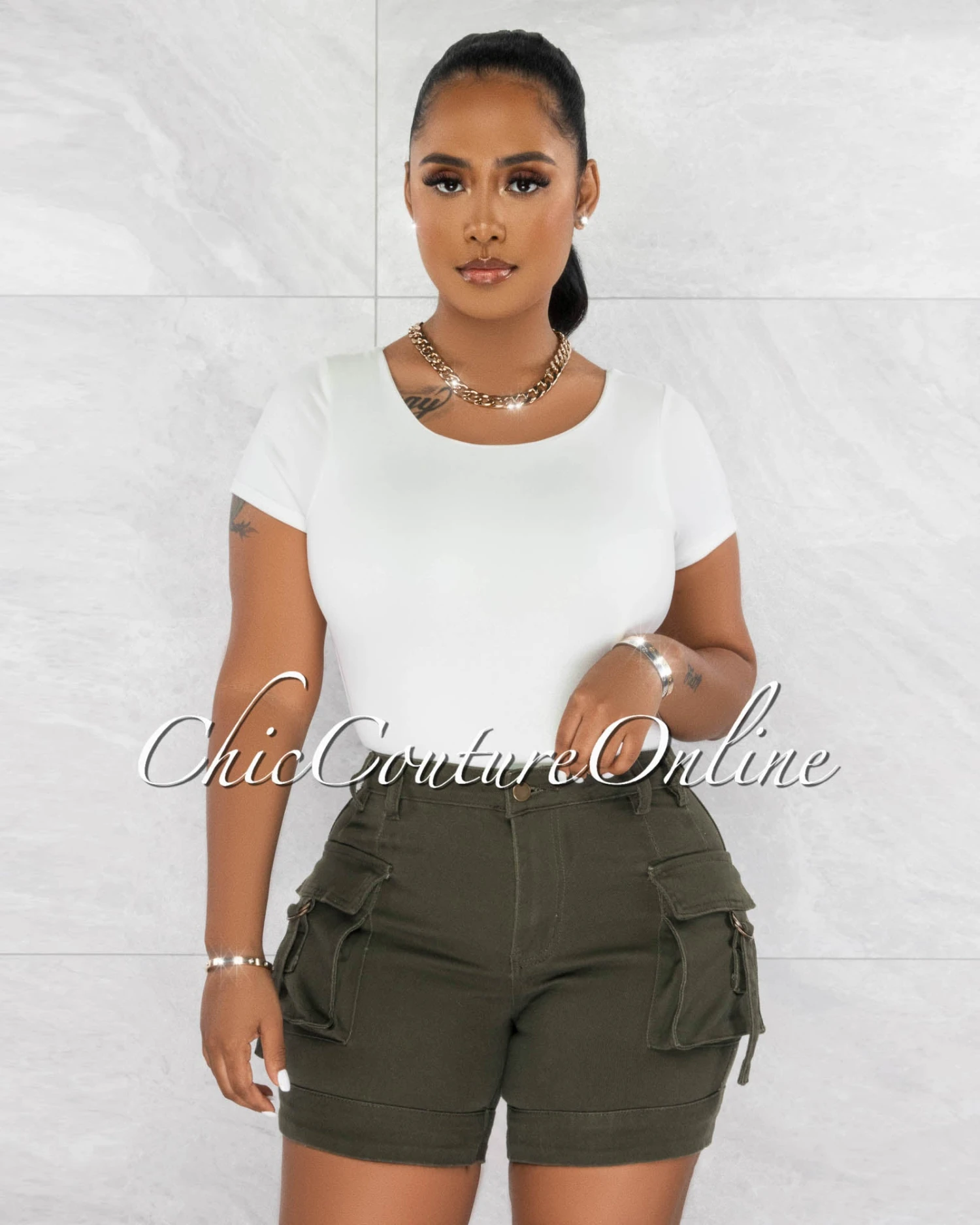 Merla Off-White Short Sleeves Double Lined Bodysuit - Image 4