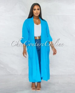 Mendoza Turquoise LINEN Side Pockets Duster