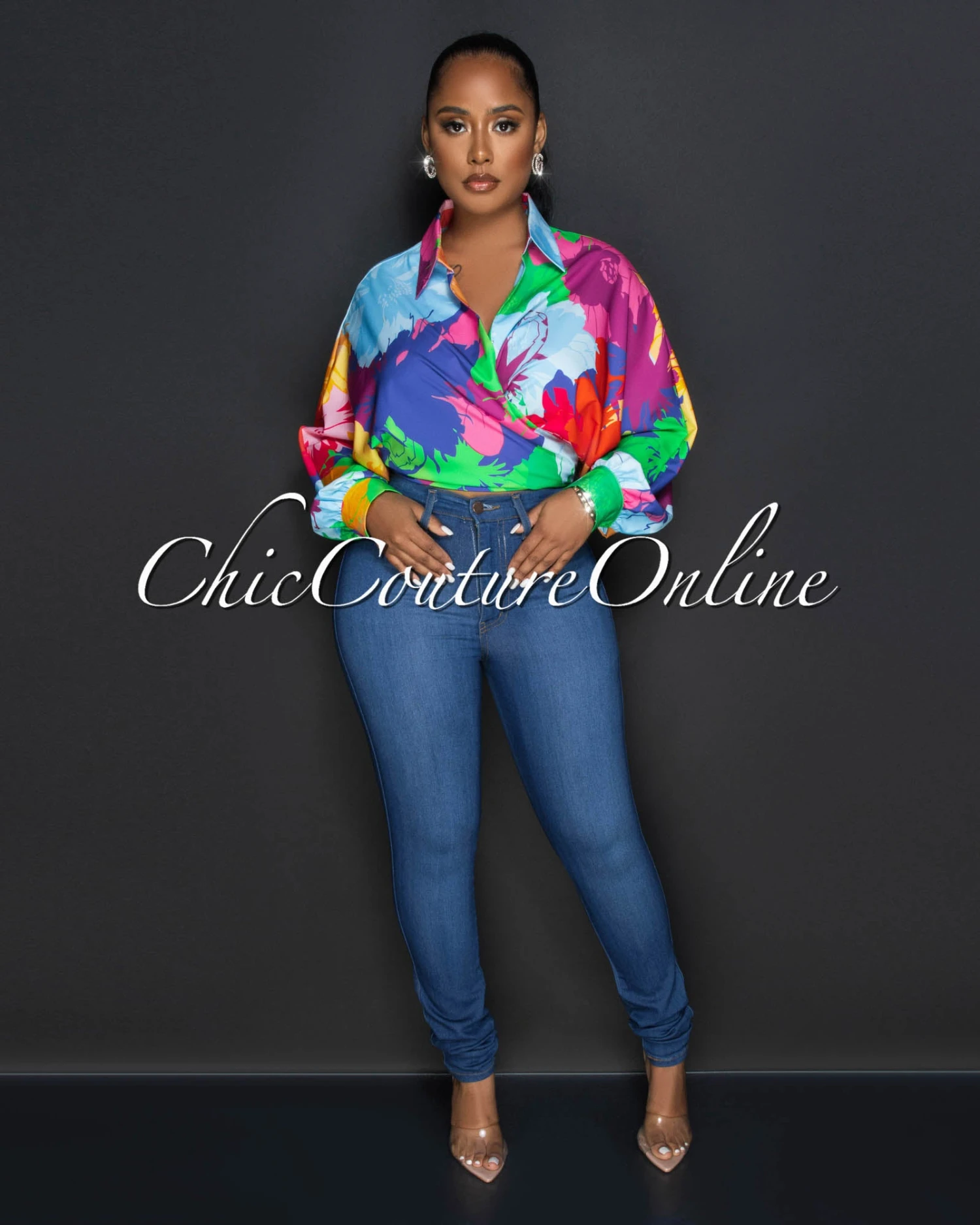 Odette Multi-Color Print Front Tie Blouse - Image 4