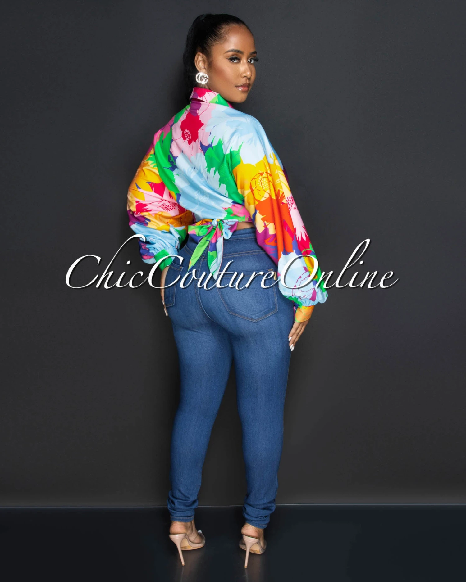 Odette Multi-Color Print Front Tie Blouse - Image 3