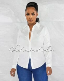 Siany Off-White Buttoned Collared Shirt