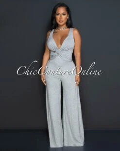 Karyn Gray V-Neck Front Knot Jumpsuit