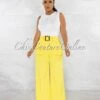 Harsha Yellow Gold Buckle Belt Cargo Pockets Wide Pants
