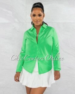 Siany Green Buttoned Collared Shirt