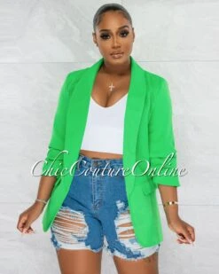 Drake Kelly Green Long Sleeves Boyfriend Blazer