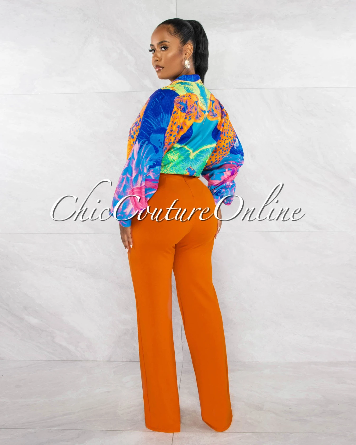 Lucinda Multi-Color Print Front Tie Blouse - Image 3