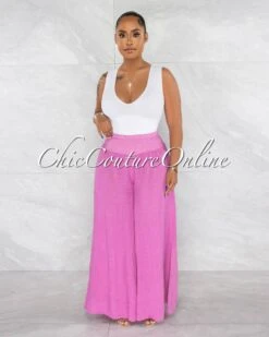 Lander Magenta Wide Legs LINEN Pants