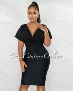 Bordan Black Pearl Top Bandage Midi Dress