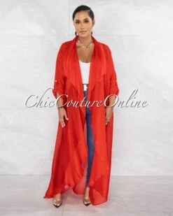 Gloriana Red Sheer Long Duster