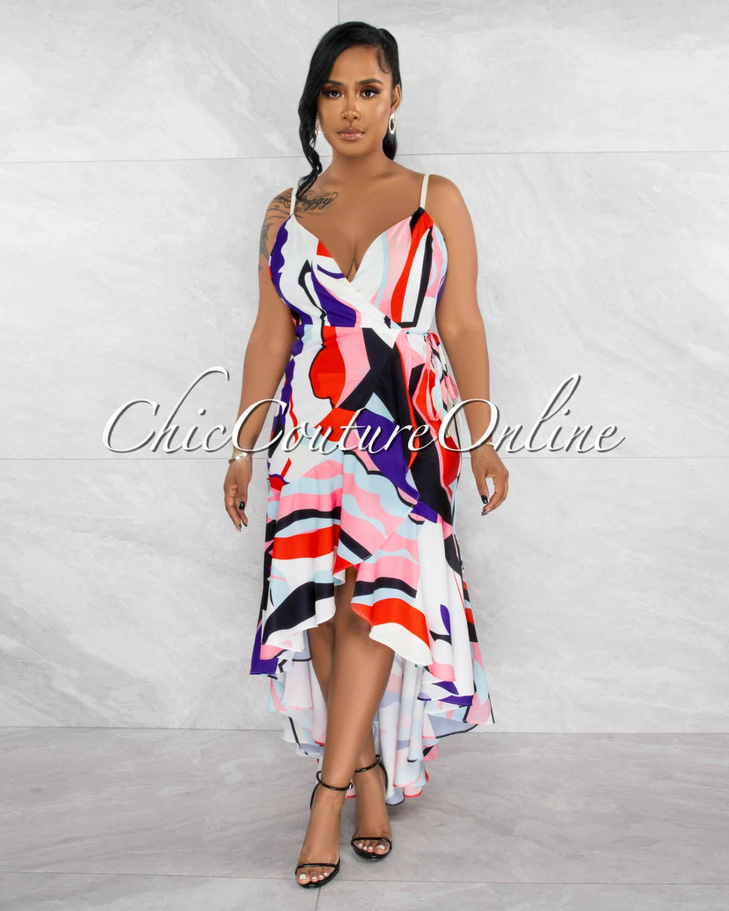 Rivers White Multi-Color Print Wrap Ruffle Maxi Dress - Image 2