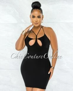 Harris Black Bust Cut-Out Strappy Mini Dress