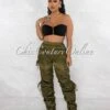 Nascar Olive Green Knee Key-Hole Ruched Waterproof Pants