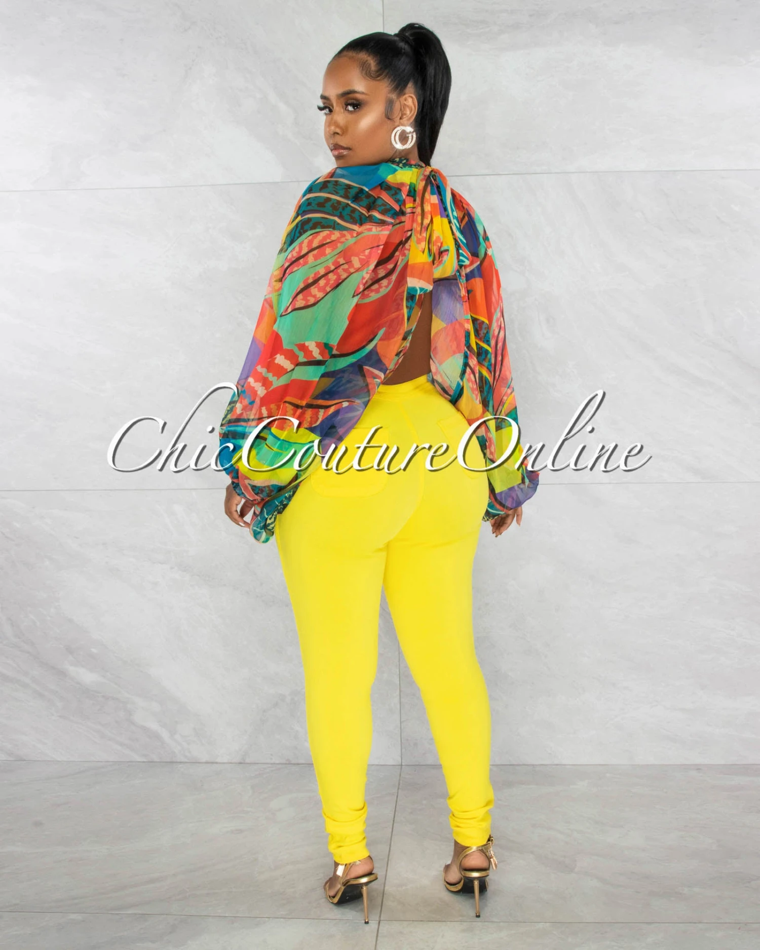 Lanay Multi-Color Print Sheer Flowy Top - Image 4