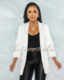 Xandria Off-White Boyfriend Long Blazer