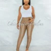 Eldone Camel Faux Leather High-Waist Pants