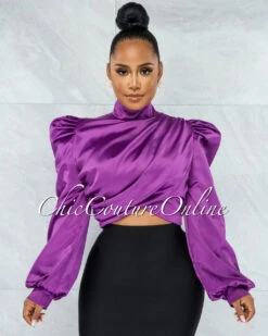Karishma Purple Luxe Satin Blouse
