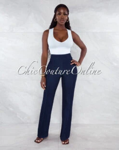 Marcie Navy Blue Denim High Waist Palazzo Pants