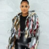Duyen Grey Nude Wine Faux Fur Jacket